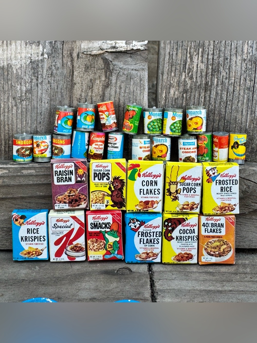 VTG 1960s/70s Miniature Toy Grocery Store Lot - Kellogg's 26 piece